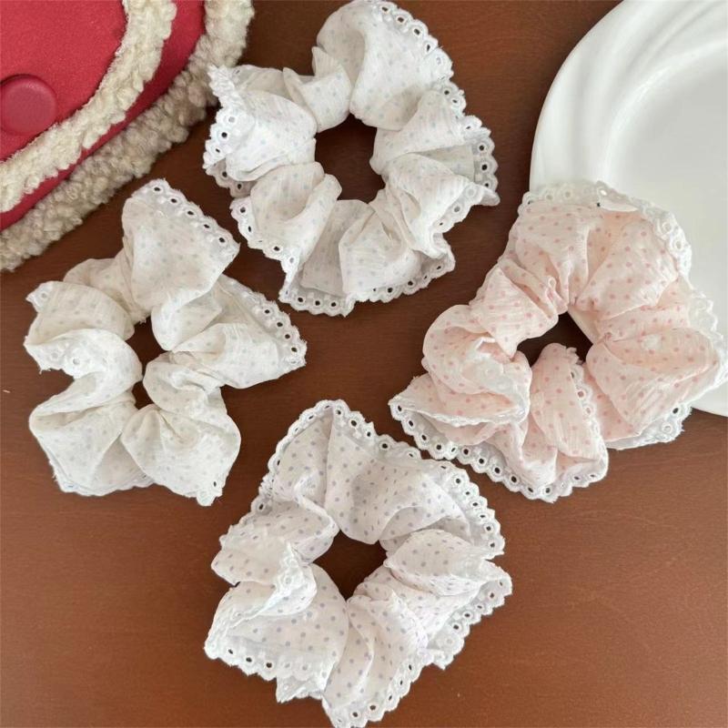 Dot Lace Hair Bands Elastic Scrunchies For Women Fashion Hair Accessories Statement Hairpiece Ponytail Holder