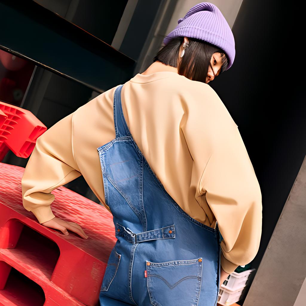 Levis Red™ Pioneer Series Round Neck Pullover Embroidered Sweatshirt Women Sweatshirt Khaki A2674-0000