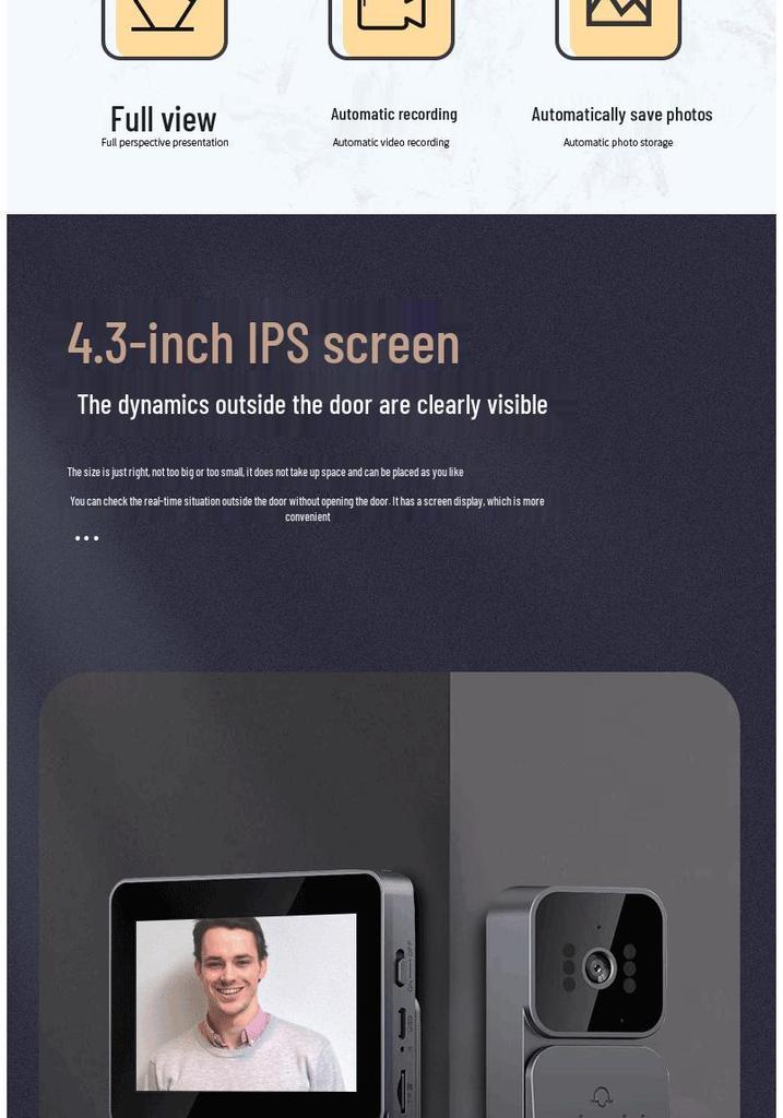 Smart Video Doorbell with Camera, Remote Monitoring, and Display Screen