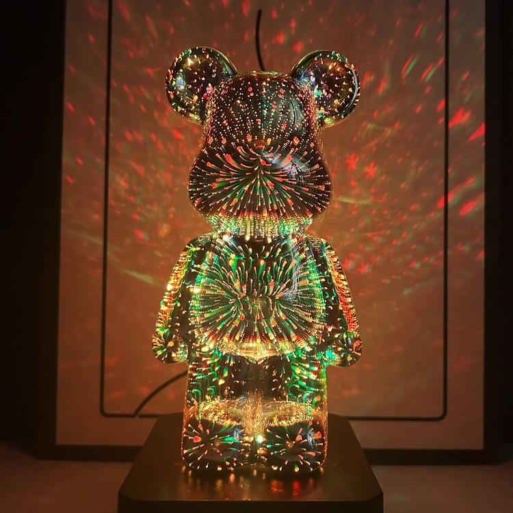 Luminous Birthday Gift Night Light for Girls and Women - Fireworks Bear Ornament