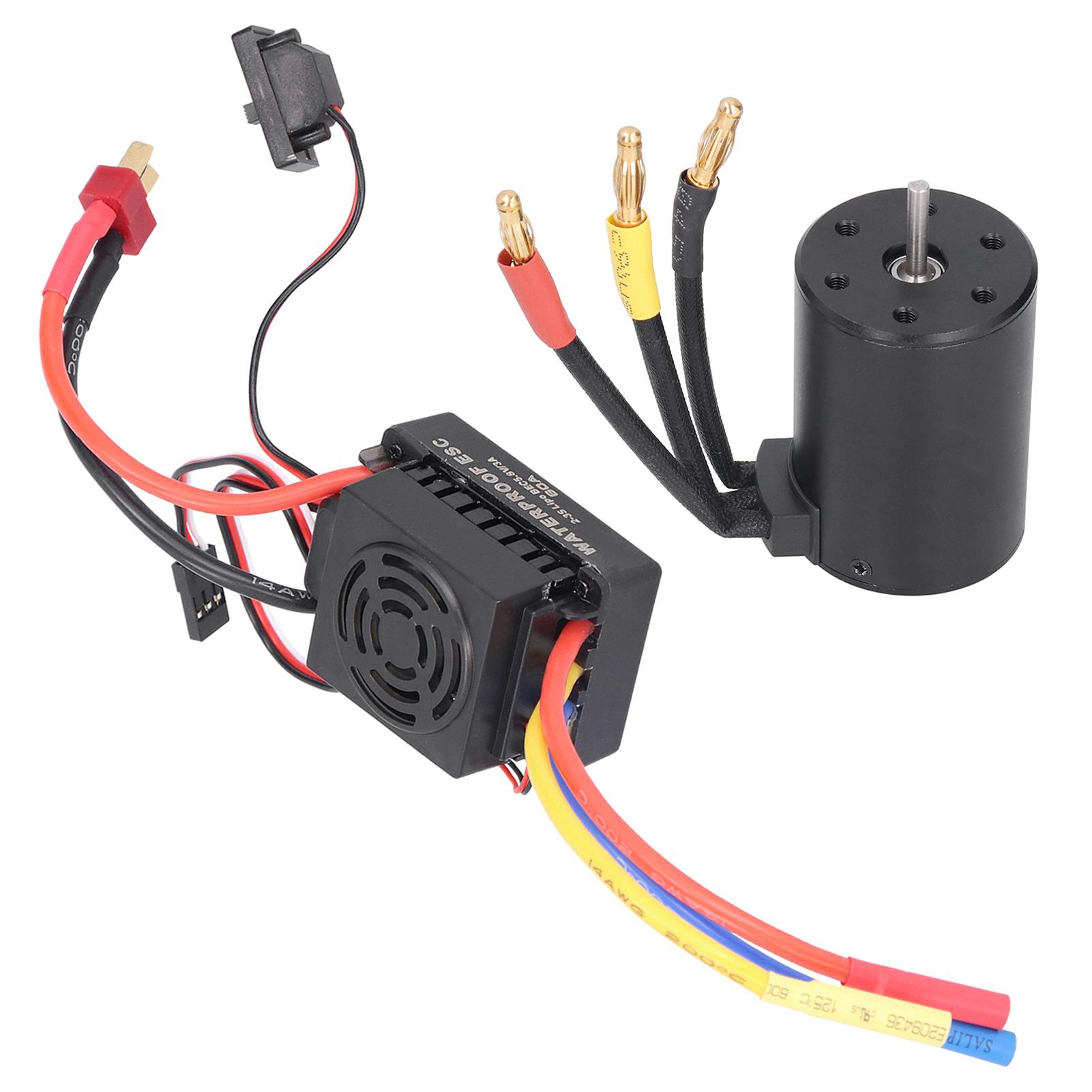 

3650 Waterproof 3900KV Brushless Motor 60A Brushless ESC Parts Set for 1/10 RC Car