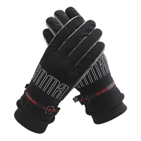 1 Pair Ski Gloves Water-Resistant Plush Lining Thickened Winter Warm Gloves Unisex Touchscreen Snowboarding Gloves