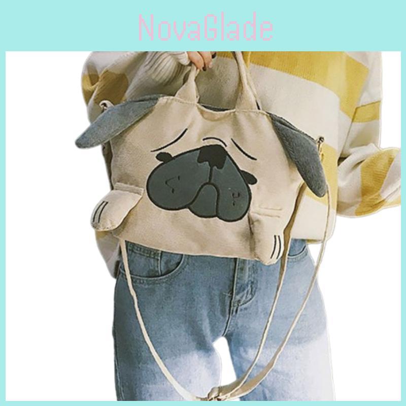 Cute And Funny Dog Shoulder Bag In Japanese Style Made Of Velvet Small Size