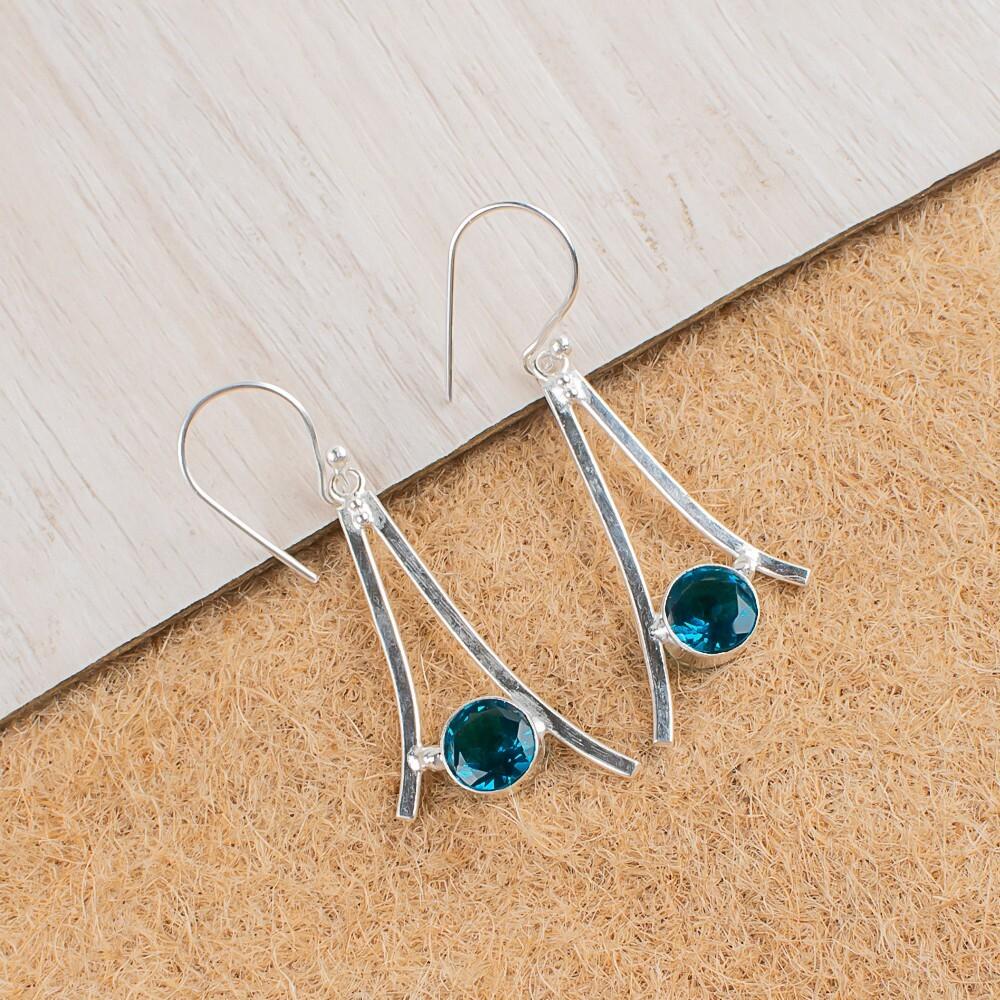 

Апатит Драгоценный камень 925 Стерлинговое серебро Ювелирные серьги 1,45 для подарка на годовщину EE-66-10