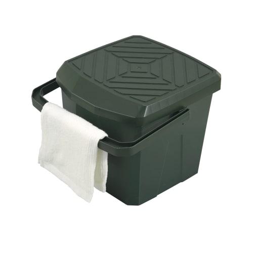 Shinki Gosei Tombo Bucket with Inner Bucket, Storage, Chair, Step Stool, and Lid, 18 Liters, Moss Green, 34cm W x 34.5cm D x 28.5cm H, Outdoor, Car Wa