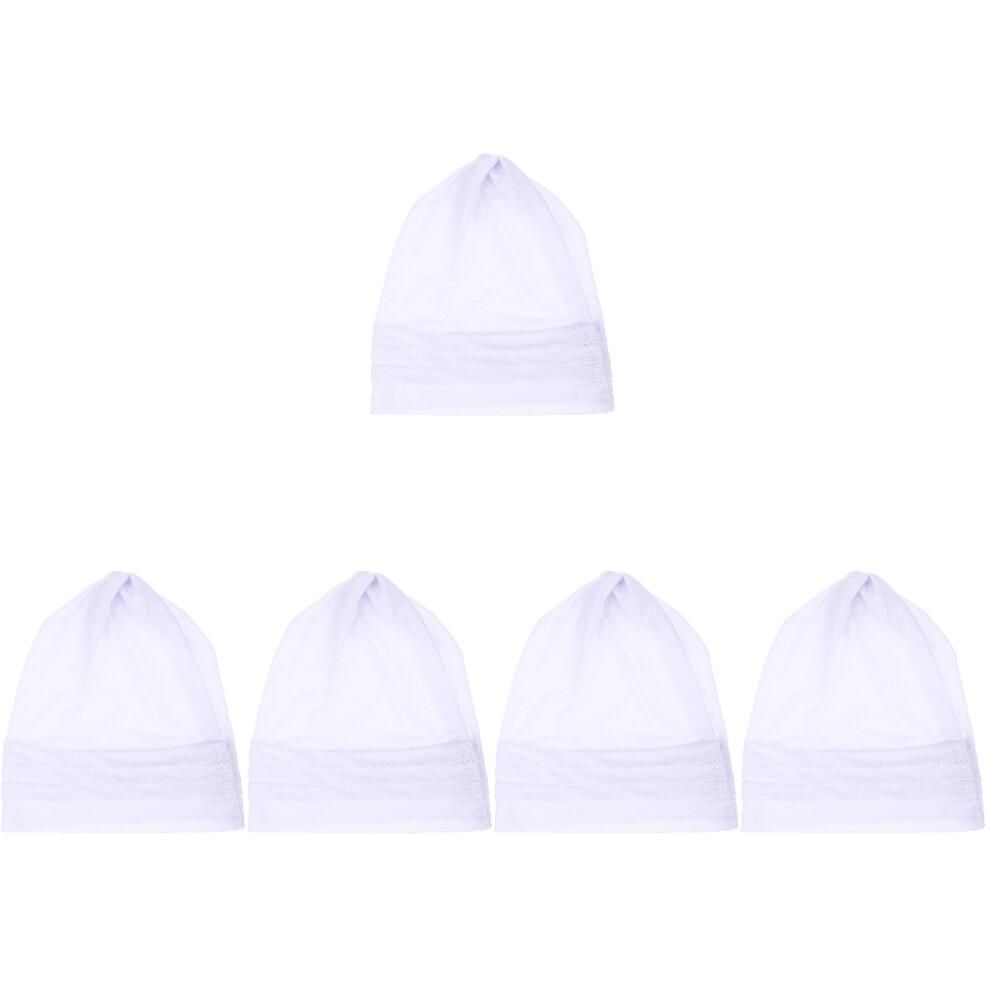 5Stk Atmungsaktive Baumwoll Schlafhaube Weiß Komfort Bonnet Für Damen