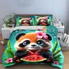 Cute Panda Decor Set for Kids Bedding Set with 1 Duvet Cover 2 Pillowcases Single Double King Queen, Gift