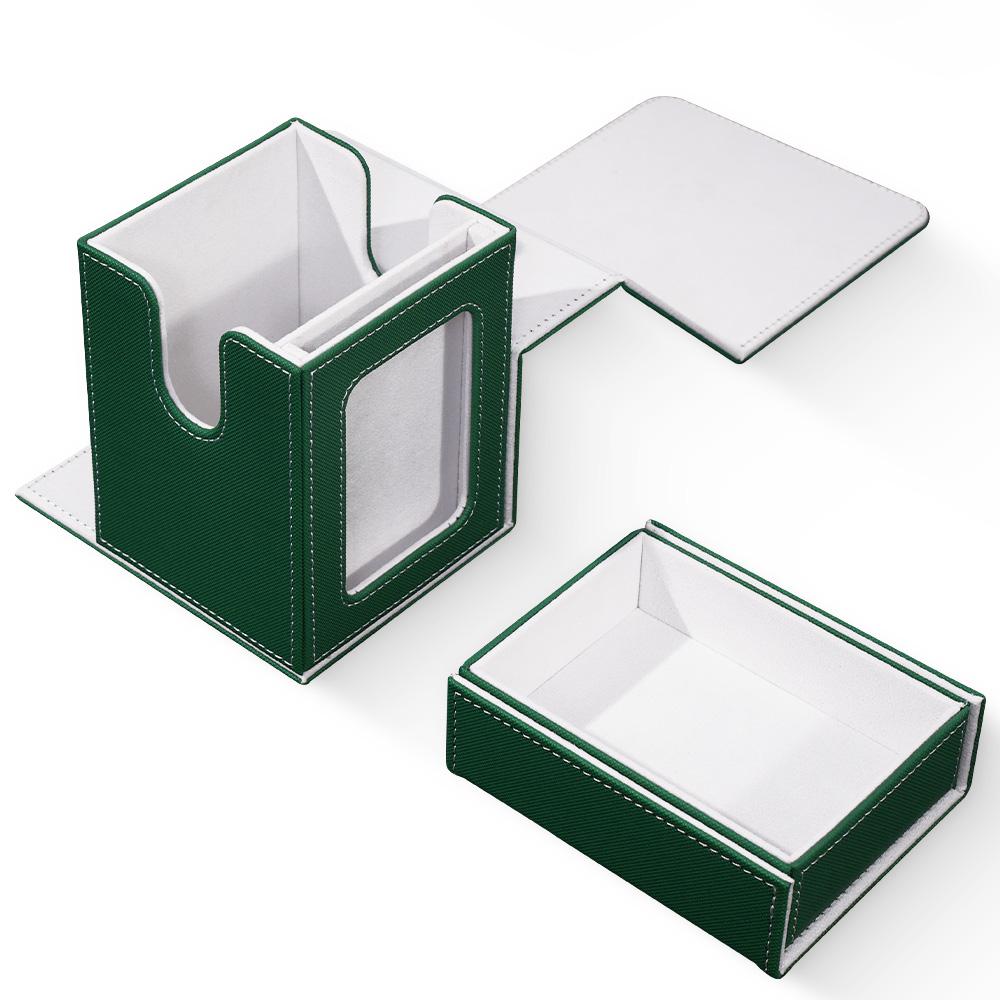 Commander Deck Box with Display Window, Card Deck Box Holds 100+ Double-Sleeved Cards with Dice Tray