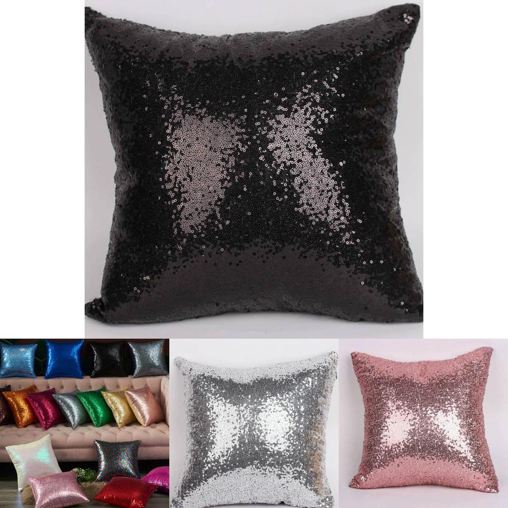 Chameleon Fabric Sequin Pillowcase With Solid Color For Living Room Decor