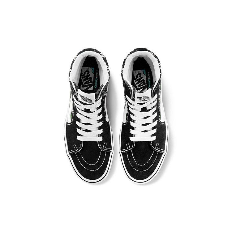 Vans Sk8 Print Pattern Shock Absorbing Durable Lightweight Breathable High Top Skate Shoes Unisex Skate Shoes Black VN0A3WMB49K