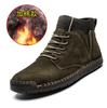 Autumn winter men's leather boots plus fleece men's suede outdoor casual shoes high-top snow boots sapatos masculinos D582