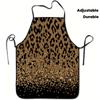 1pc Of A Shiny Leopard Print Apron With An Adjustable Belt, Suitable For Cooking In The Kitchen, Gardening, Fruit Picking, And A