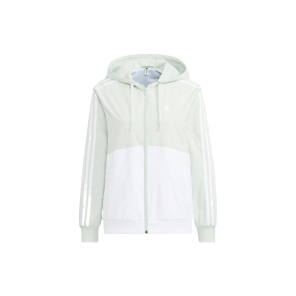Adidas Neo Essential Woven Jacket With Printed Logo And Zip Hood Women Jackets Green HM2000