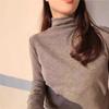 women's Thick Cashmere Half Turtleneck Top Slim Fit Solid Color Stretchy Long Sleeve Basic T Shirt