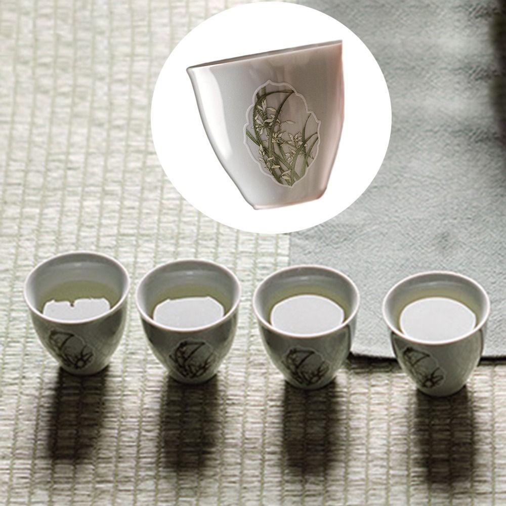 Orchidej Keramický šálek na čaj Retro Čína Porcelánová čajová miska Čajové nádobí Celadon Kung Fu Kancelář na čajový šálek