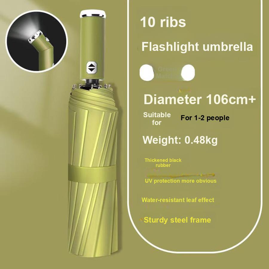 Novo Guarda-chuva com Lanterna LED Combo Guarda-chuva Dobrável Multifuncional com Luz Forte, à Prova de Vento e Protetor Solar - Fábrica