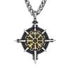 European and American Men's Viking Compass Rune Titanium Steel Pendant Fashion Domineering Stainless Steel Pendant Necklace Jewelry Accessories