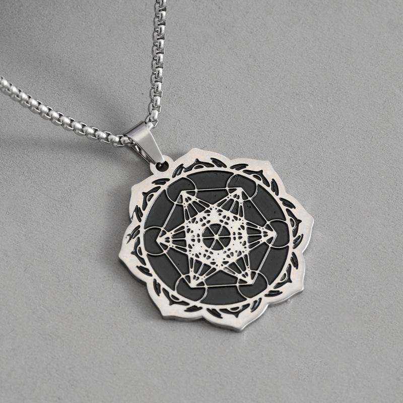 Wisiorek Retro Dysk Sześcioramienna Gwiazda Męska Moda Stal Tytanowa Biżuteria Hip Hop Naszyjnik