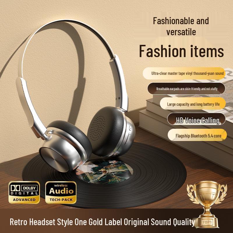 CR-20 Retro Bluetooth 5.4 Over-Ear Headphones - Myllard Metal Design with Super Long Battery Life