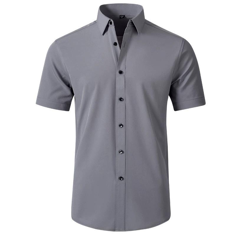 Korean Style Men's Slim Fit Solid Color Business Shirt