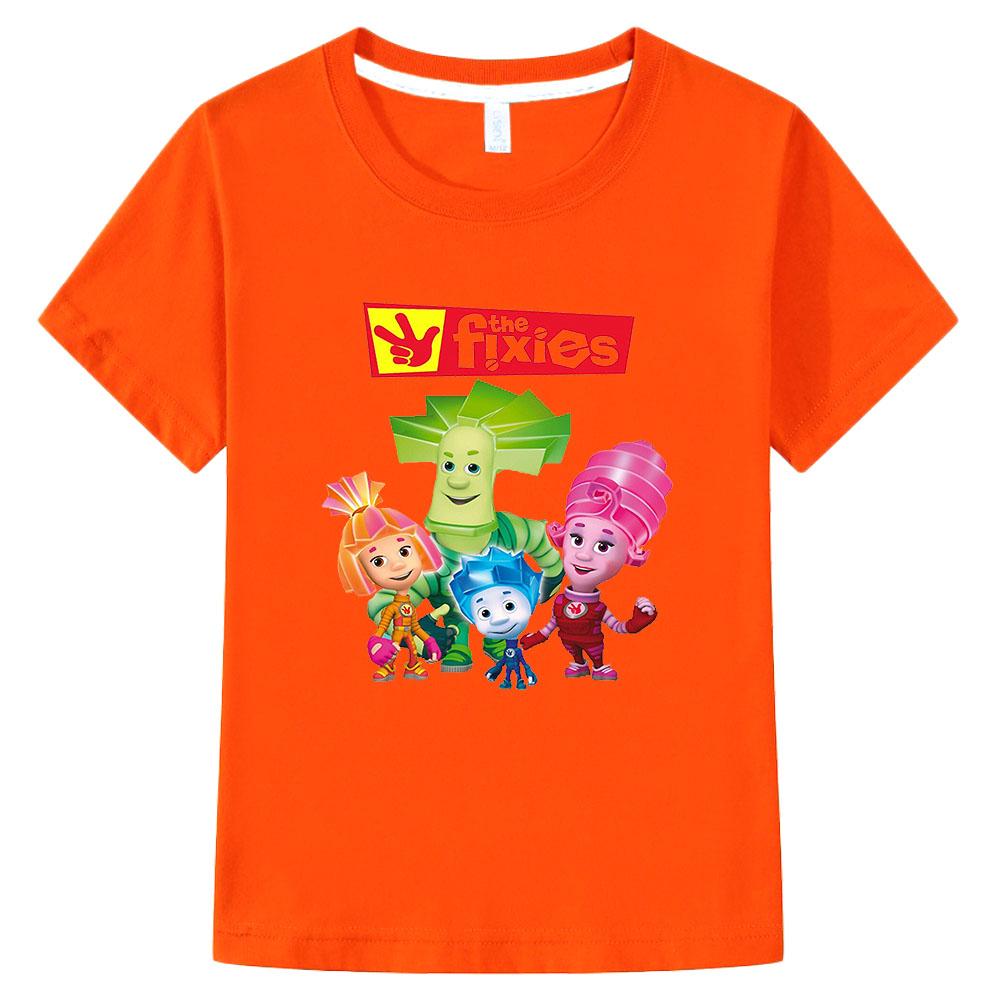 The Fixies Cartoon Boys and Girls 100%Cotton T-shirt Anime Print Short Sleeves Sports Comic Kids Clothing Toddler Tees for Summer Funny T-shirt