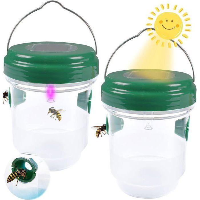 2 Pcs Solar Wasp Trap with LED Light, Insect Traps, Anti-Insect Catcher Trap In Honey Bees Hornets Mosquitoes