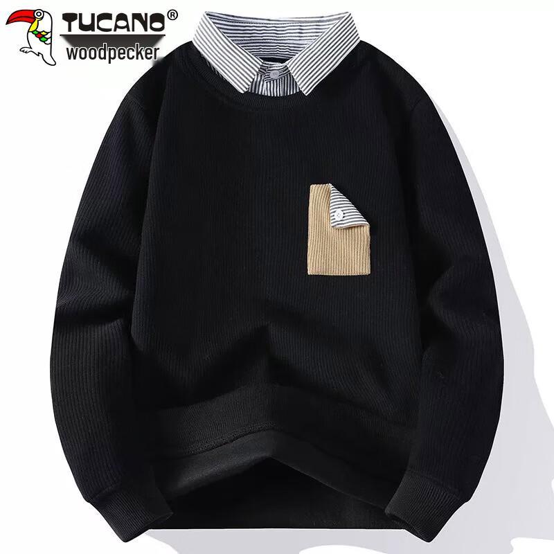 Tucano Herren Faux Zweiteiliges Kragen Langarm Sweatshirt