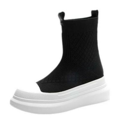 Fashion Casual High On Platform Shoes for Women Spring Autumn Ankle Boots Stylish Korean Designer Stretch Knitted Slip On Woman Footwear
