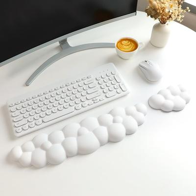Reposamuñecas con teclado en forma de nube con soporte/cojín de espuma viscoelástica de cuero suave para escribir con facilidad y aliviar el dolor de descanso para la oficina
