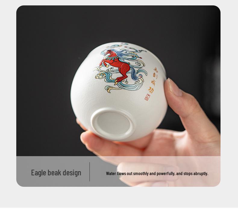 National Tide Cultural Teacup Gift Set: Ceramic Tea Tasting Cup & Host's Gift Box