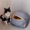 4kg Winter Cat Dog House Closed Security Warm Plus Velvet Cold Cat Sleep Wrapped Pet Detachable Plaid Cover Small Pet Nest Cat