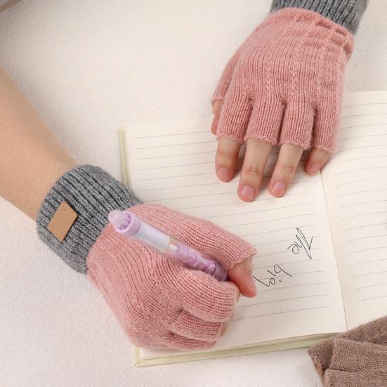 Fingerless Gloves for Women Men Winter Knitted Half Finger Gloves Soft Stretchy Warm Mittens for Working Typing Writing Running