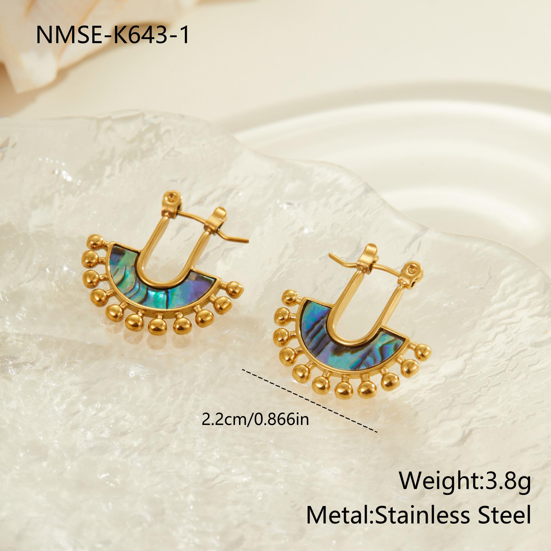 GEMCHIC Women s Bohemian Fan-Shaped Colored Shell Ear Cuffs Stainless Steel Earrings Vintage Design