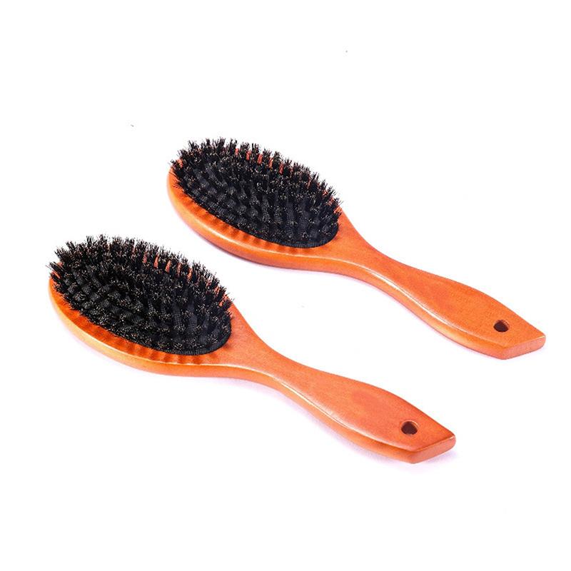 Brosse à cheveux en poils de sanglier naturels, peigne ovale antistatique, brosse de Massage du cuir chevelu