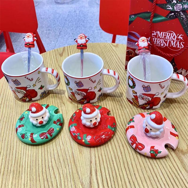 Creative Cartoon Santa Claus Cup Ceramic Coffee Cups Christmas Holiday Gift Hand-painted Water Cup Souvenir Mug Drinkware