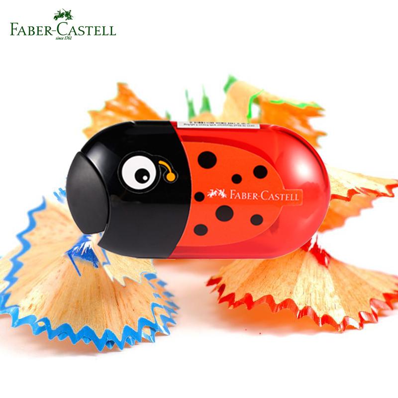 1Pc Faber Castell Double Hole Pencil Sharpener with Eraser Ladybug Fish Eagle Cute Stationery Back To School