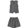 Demana Reine Baumwolle V-Ausschnitt Ärmelloses Oberteil & Shorts Set