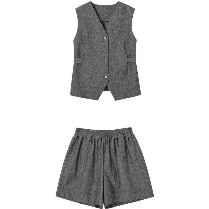 Demana Reine Baumwolle V-Ausschnitt Ärmelloses Oberteil & Shorts Set