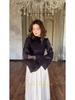 2025 Autumn Celebrity Waist-Slimming Silky Spliced Long Women's Dress