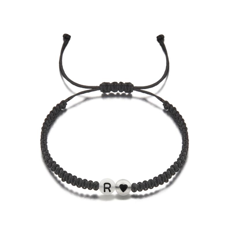 26 Letters Initial Heart Bracelets for Lovers A-Z Letter Luminous Personalized Name Braided Bangles Women Men Friendship Jewelry