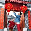 Red Chinese New Year Lantern Flocking Cloth Door Hanging Lanterns  New Year's Eve
