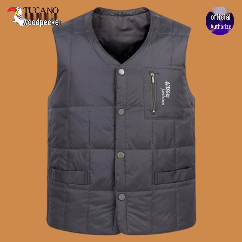 Woodpecker Men s V-Neck Lightweight Down Vest - Warm Winter Inner Layer for Dads 4XL