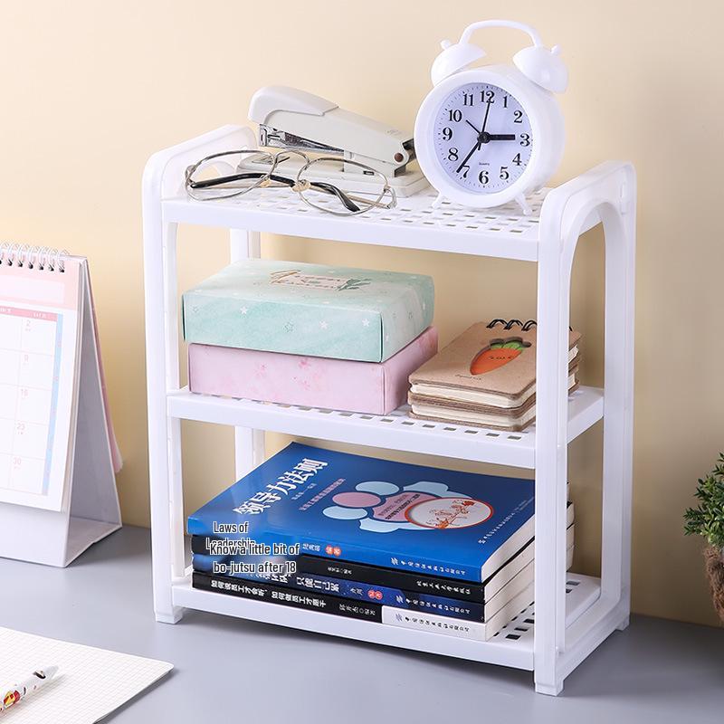 Desktop Multi-layer Bookshelf Storage Rack for Students and Offices Three-layer Combination белый