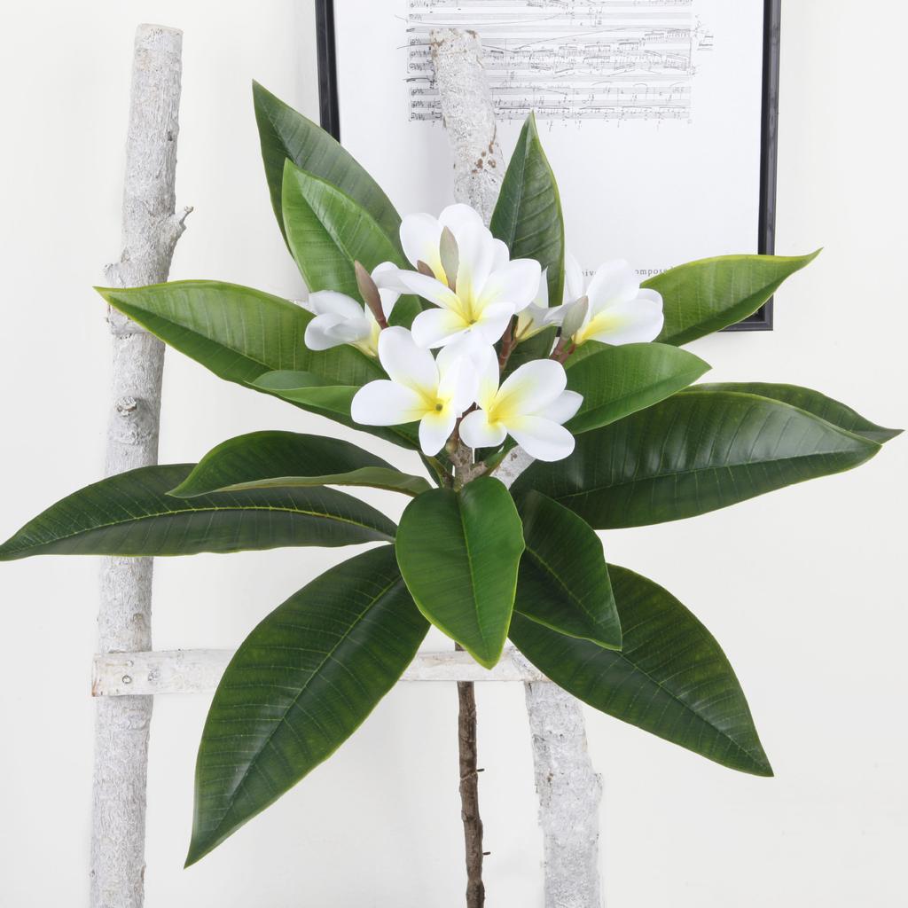 Artificial Frangipani Flower with Long Stems Lifelike Real Touch Artificial Plumeria Flower for Home Party Wedding Bouquet Decor