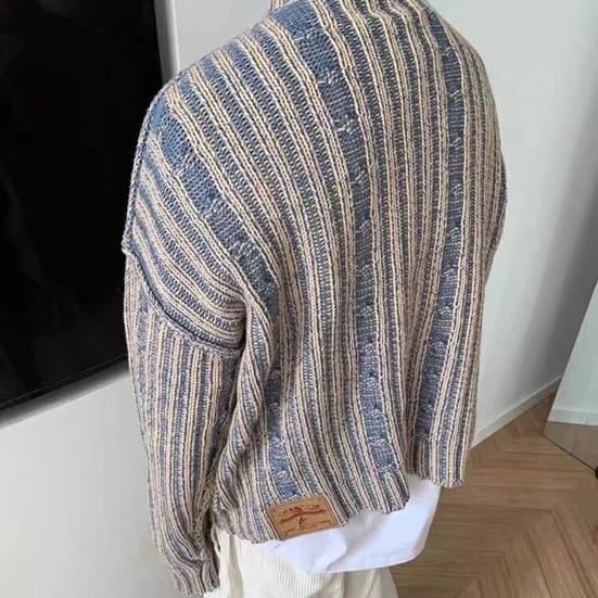 Maglione da uomo autunno inverno colore misto maglia trama intrecciata sciolto spesso maniche lunghe girocollo pullover mantieni caldo stile strada maglione top