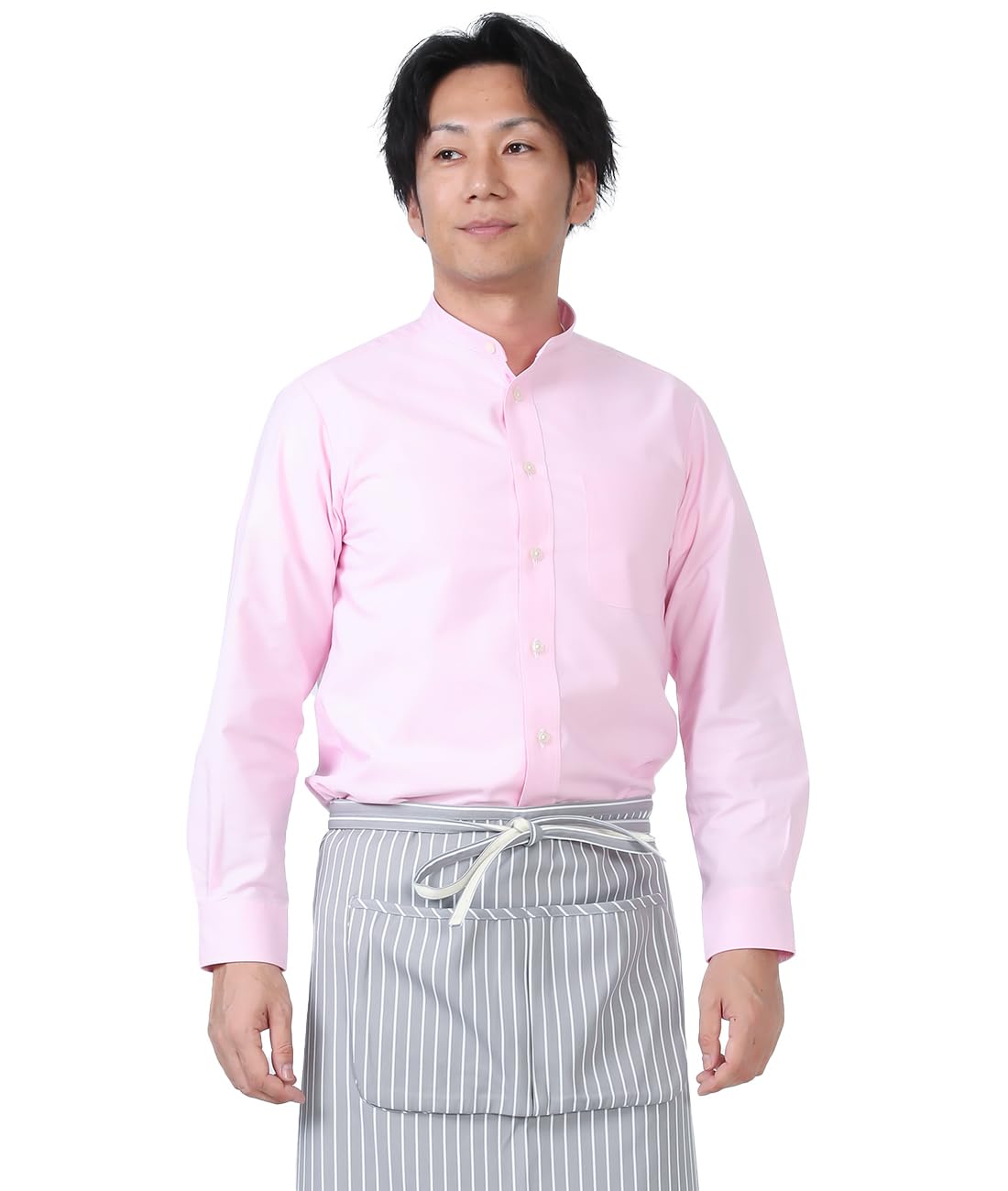 

Seven Uniform GH7021-2 Pink Medium Long Sleeve Stand Collar Shirt with Oxford Clothes for Restaurant Uniforms