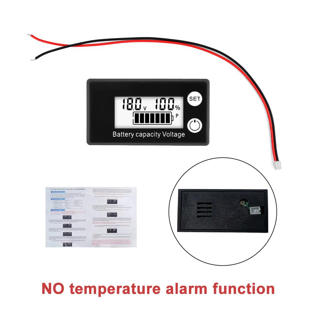 DC 8-100V Batterie Spannungsmonitor Messgerät mit Alarm Lithium-Ionen Kapazitätsanzeige LCD-Display für Blei-Säure Ternäre Eisenbatterie