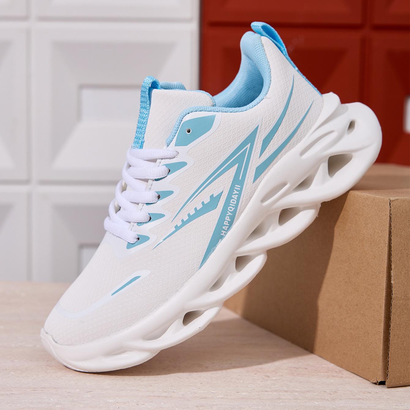 

Модные кроссовки на шнуровке для женщин Легкие дышащие повседневные кроссовки Эластичные для улицы Бег трусцой Упражнения Спортивная обувь 42 синий