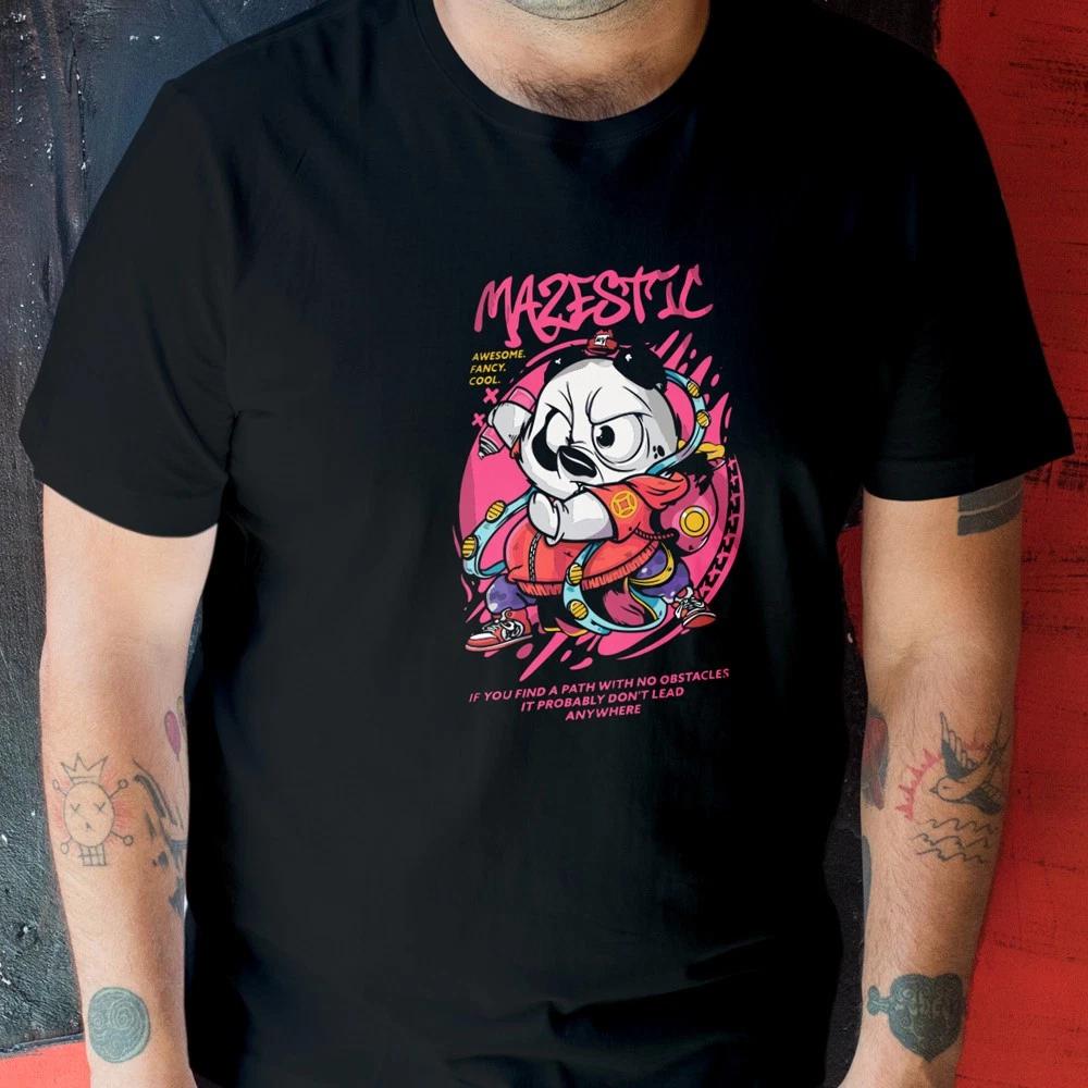 Majestic Streetwear T-Shirt Urban Graffiti Panda Cartoon Japanese Aesthetic Tee 4XL