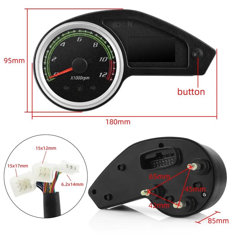 QC 12V Universal Motorcycle Tachometer Electronic Tach Meter Speedometer Gauge LED with Turn Signal Light for Honda NXR150 NXR1